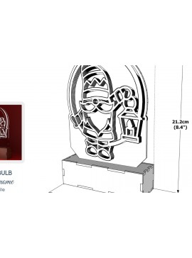 Σετ των 2 Intra απο ξύλο plywood 3mm-4mm πάχος Λάμπα 3D | | Άγιος Βασίλης, Gnome Δίασταση 30x20 cm INTRAFABR-93333141
