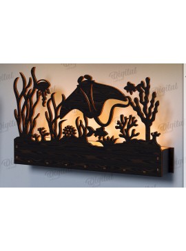 Σετ των 2 Intra απο ξύλο plywood 3mm-4mm πάχος Τρισδιάστατη Lightbox. Θαλάσσια ζωή Δίασταση 30x20 cm INTRAFABR-122456634