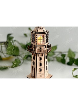 Σετ των 2 Intra απο ξύλο plywood 3mm-4mm πάχος τρισδιάστατος φάρος | Μοντέλο Πύργου | CNC Δίασταση 30x20 cm INTRAFABR-103866036