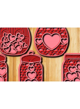 Σετ των 2 Intra απο ξύλο plywood 3mm-4mm πάχος 3D Love Jar Cut  Δίασταση 15x15 cm INTRAFABR-24574135