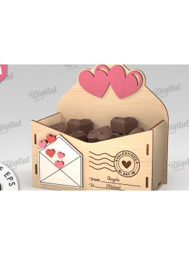 Σετ των 2 Intra απο ξύλο plywood 3mm-4mm πάχος 3D Love Letter Κουτί δώρου Δίασταση 15x15 cm INTRAFABR-112455469