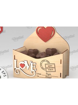 Σετ των 2 Intra απο ξύλο plywood 3mm-4mm πάχος 3D Love Letter Κουτί δώρου Δίασταση 15x15 cm INTRAFABR-112455579