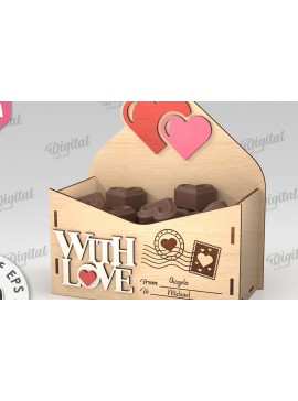 Σετ των 2 Intra απο ξύλο plywood 3mm-4mm πάχος 3D Love Letter Κουτί δώρου Δίασταση 15x15 cm INTRAFABR-112455643