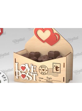 Σετ των 2 Intra απο ξύλο plywood 3mm-4mm πάχος 3D Love Letter Κουτί δώρου Δίασταση 15x15 cm INTRAFABR-112455714