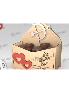 Σετ των 2 Intra απο ξύλο plywood 3mm-4mm πάχος 3D Love Letter Κουτί δώρου Δίασταση 15x15 cm INTRAFABR-112455770