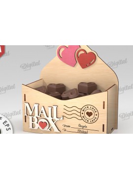 Σετ των 2 Intra απο ξύλο plywood 3mm-4mm πάχος 3D Love Letter Κουτί δώρου Δίασταση 15x15 cm INTRAFABR-112455206