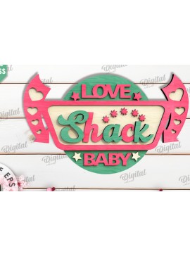 Σετ των 3 Intra απο ξύλο plywood 3mm-4mm πάχος 3D Love Shack Door Sign Cut  Δίασταση 15x15 cm INTRAFABR-115232229