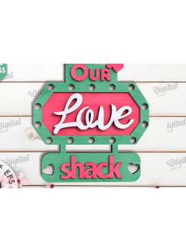 Σετ των 2 Intra απο ξύλο plywood 3mm-4mm πάχος 3D Love Shack Door Sign Cut  Δίασταση 15x15 cm INTRAFABR-115231611