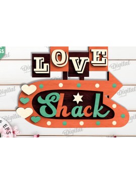 Σετ των 2 Intra απο ξύλο plywood 3mm-4mm πάχος 3D Love Shack Door Sign Cut  Δίασταση 15x15 cm INTRAFABR-115231668