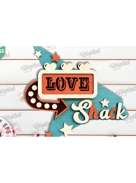 Σετ των 2 Intra απο ξύλο plywood 3mm-4mm πάχος 3D Love Shack Door Sign Cut  Δίασταση 15x15 cm INTRAFABR-115232102