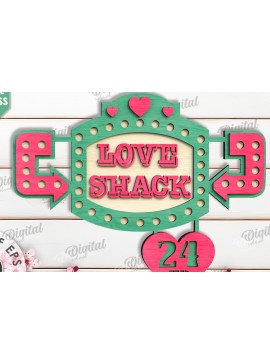 Σετ των 2 Intra απο ξύλο plywood 3mm-4mm πάχος 3D Love Shack Door Sign Cut  Δίασταση 15x15 cm INTRAFABR-115231420