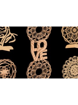 Σετ των 2 Intra απο ξύλο plywood 3mm-4mm πάχος 3D Mandala Δίασταση 30x30 cm INTRAFABR-22061730