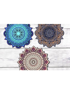 Σετ των 2 Intra απο ξύλο plywood 3mm-4mm πάχος 3D Mandala - Mandala Δίασταση 30x30 cm INTRAFABR-101198559