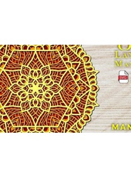Σετ των 2 Intra απο ξύλο plywood 3mm-4mm πάχος Ψηφιακή 3D Mandala Δίασταση 30x30 cm INTRAFABR-32594200