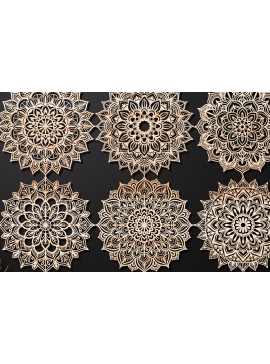 Σετ των 2 Intra απο ξύλο plywood 3mm-4mm πάχος Τρισδιάστατη δέσμη Mandala για Cricut Δίασταση 30x30 cm INTRAFABR-124398688