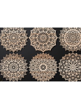 Σετ των 2 Intra απο ξύλο plywood 3mm-4mm πάχος Τρισδιάστατη δέσμη Mandala για Cricut Δίασταση 30x30 cm INTRAFABR-124398836