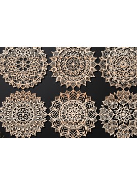 Σετ των 2 Intra απο ξύλο plywood 3mm-4mm πάχος Τρισδιάστατη δέσμη Mandala για Cricut Δίασταση 30x30 cm INTRAFABR-124399110