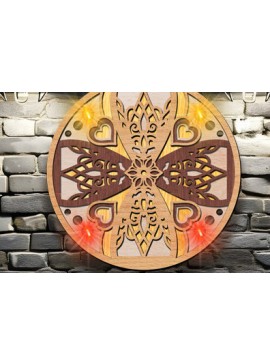 Σετ των 2 Intra απο ξύλο plywood 3mm-4mm πάχος 3D Mandala Led Light Δίασταση 30x30 cm INTRAFABR-97448842