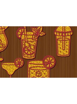 Σετ των 2 Intra απο ξύλο plywood 3mm-4mm πάχος 3D Mandala Summer Cocktails Δίασταση 30x30 cm INTRAFABR-36616138