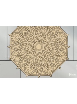 Σετ των 2 Intra απο ξύλο plywood 3mm-4mm πάχος κοπής 3D Mandala Δίασταση 12x12 cm INTRAFABR-15207408