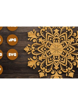 Σετ των 2 Intra απο ξύλο plywood 3mm-4mm πάχος 3D Mandala για Cricut Δίασταση 30x30 cm INTRAFABR-82627011