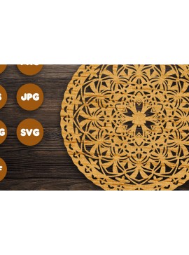 Σετ των 2 Intra απο ξύλο plywood 3mm-4mm πάχος 3D Mandala για Cricut Δίασταση 30x30 cm INTRAFABR-88167292