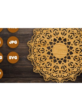 Σετ των 2 Intra απο ξύλο plywood 3mm-4mm πάχος 3D Mandala για Cricut Δίασταση 30x30 cm INTRAFABR-89553572