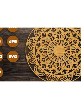 Σετ των 2 Intra απο ξύλο plywood 3mm-4mm πάχος 3D Mandala για Cricut Δίασταση 30x30 cm INTRAFABR-90360964