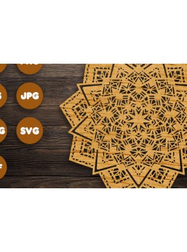 Σετ των 2 Intra απο ξύλο plywood 3mm-4mm πάχος 3D Mandala για Cricut Δίασταση 30x30 cm INTRAFABR-97986554