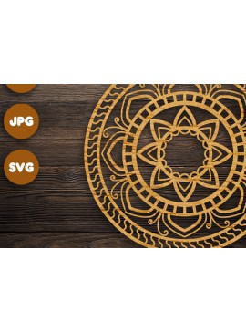 Σετ των 2 Intra απο ξύλο plywood 3mm-4mm πάχος 3D Mandala για Cricut Δίασταση 30x30 cm INTRAFABR-73009020