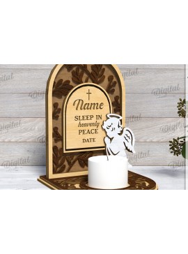 Σετ των 2 Intra απο ξύλο plywood 3mm-4mm πάχος 3D Memorial Κηροπήγιο Κοπή  Δίασταση 30x20 cm INTRAFABR-118768872