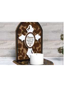 Σετ των 2 Intra απο ξύλο plywood 3mm-4mm πάχος 3D Memorial Κηροπήγιο Κοπή  Δίασταση 30x20 cm INTRAFABR-118769278