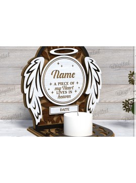 Σετ των 2 Intra απο ξύλο plywood 3mm-4mm πάχος 3D Memorial Κηροπήγιο Κοπή  Δίασταση 30x20 cm INTRAFABR-118768788