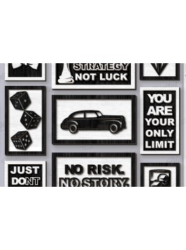 Σετ των 2 Intra απο ξύλο plywood 3mm-4mm πάχος κοπής με λέιζερ 3D ανδρικών Mini Signs Δίασταση 30x20 cm INTRAFABR-121118951