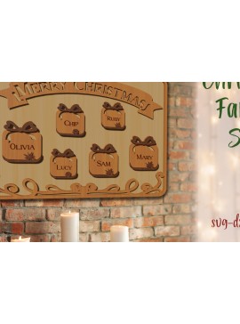 Σετ των 2 Intra απο ξύλο plywood 3mm-4mm πάχος 3D Καλά Χριστούγεννα . Οικογένεια Χριστουγέννων Δίασταση 15x15 cm INTRAFABR-79228264