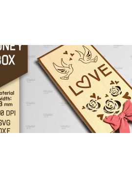 Σετ των 3 Intra απο ξύλο plywood 3mm-4mm πάχος 3D Money Box. Κουτί δώρου μετρητών Δίασταση 10x10 cm INTRAFABR-86217389