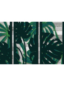 Σετ των 2 Intra απο ξύλο plywood 3mm-4mm πάχος διακόσμησης τοίχου με πάνελ 3D Monstera Δίασταση 40x40 cm INTRAFABR-71085512