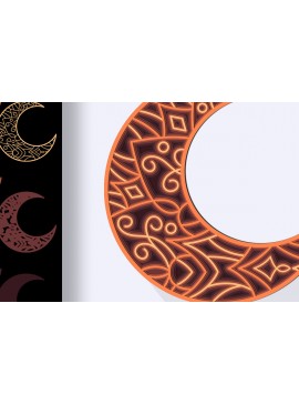 Intra απο ξύλο plywood 3mm-4mm πάχος αποκοπής με 3D Moon Mandala Δίασταση 30x30 cm INTRAFABR-24714206