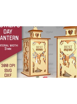 Σετ των 2 Intra απο ξύλο plywood 3mm-4mm πάχος Τρισδιάστατη κοπή φαναριού για τη γιορτή της μητέρας Δίασταση 30x20 cm INTRAFABR-93711464