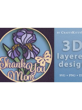 Σετ των 3 Intra απο ξύλο plywood 3mm-4mm πάχος 3D Mother's Day Shadow Box Cut Δίασταση 8x8 cm INTRAFABR-68529190