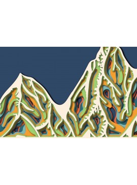 Σετ των 3 Intra απο ξύλο plywood 3mm-4mm πάχος 3D Mountain-Cricut -CNC Δίασταση 15x15 cm INTRAFABR-72629242