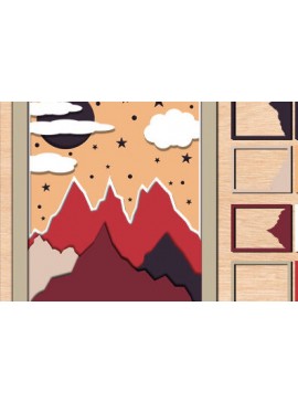 Σετ των 2 Intra απο ξύλο plywood 3mm-4mm πάχος 3d Mountain Shadow Box Δίασταση 25x25 cm INTRAFABR-57732542