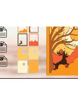 Σετ των 2 Intra απο ξύλο plywood 3mm-4mm πάχος 3d Mountain Shadow Box Δίασταση 25x25 cm INTRAFABR-59199379