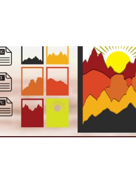 Σετ των 2 Intra απο ξύλο plywood 3mm-4mm πάχος 3d Mountain Shadow Box Δίασταση 25x25 cm INTRAFABR-59283745