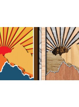 Σετ των 2 Intra απο ξύλο plywood 3mm-4mm πάχος 3d Mountain Shadow Box Δίασταση 25x25 cm INTRAFABR-57732460