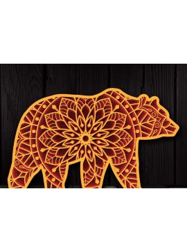 Σετ των 2 Intra απο ξύλο plywood 3mm-4mm πάχος 3D Multi-layer Bear Mandala Cut Δίασταση 30x30 cm INTRAFABR-104193184