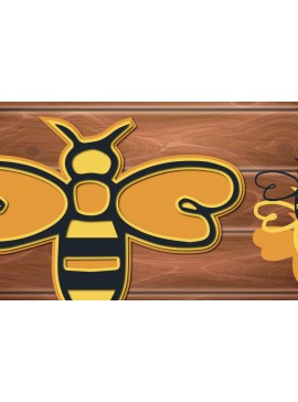 Σετ των 2 Intra απο ξύλο plywood 3mm-4mm πάχος 3D Multi Layer Bee Δίασταση 15x15 cm INTRAFABR-17290717
