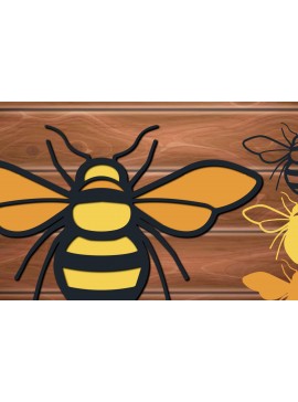 Σετ των 2 Intra απο ξύλο plywood 3mm-4mm πάχος 3D Multi Layer Bee Δίασταση 15x15 cm INTRAFABR-17267936