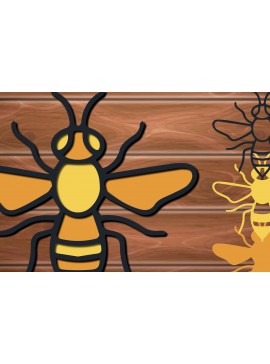 Σετ των 3 Intra απο ξύλο plywood 3mm-4mm πάχος 3D Multi Layer Bee Δίασταση 15x15 cm INTRAFABR-17269607