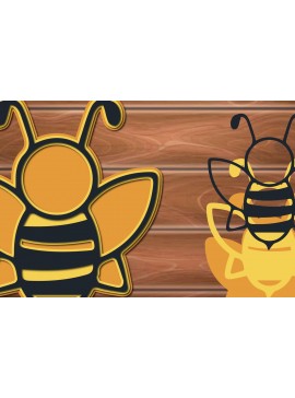 Σετ των 2 Intra απο ξύλο plywood 3mm-4mm πάχος 3D Multi Layer Bee Δίασταση 15x15 cm INTRAFABR-17294573